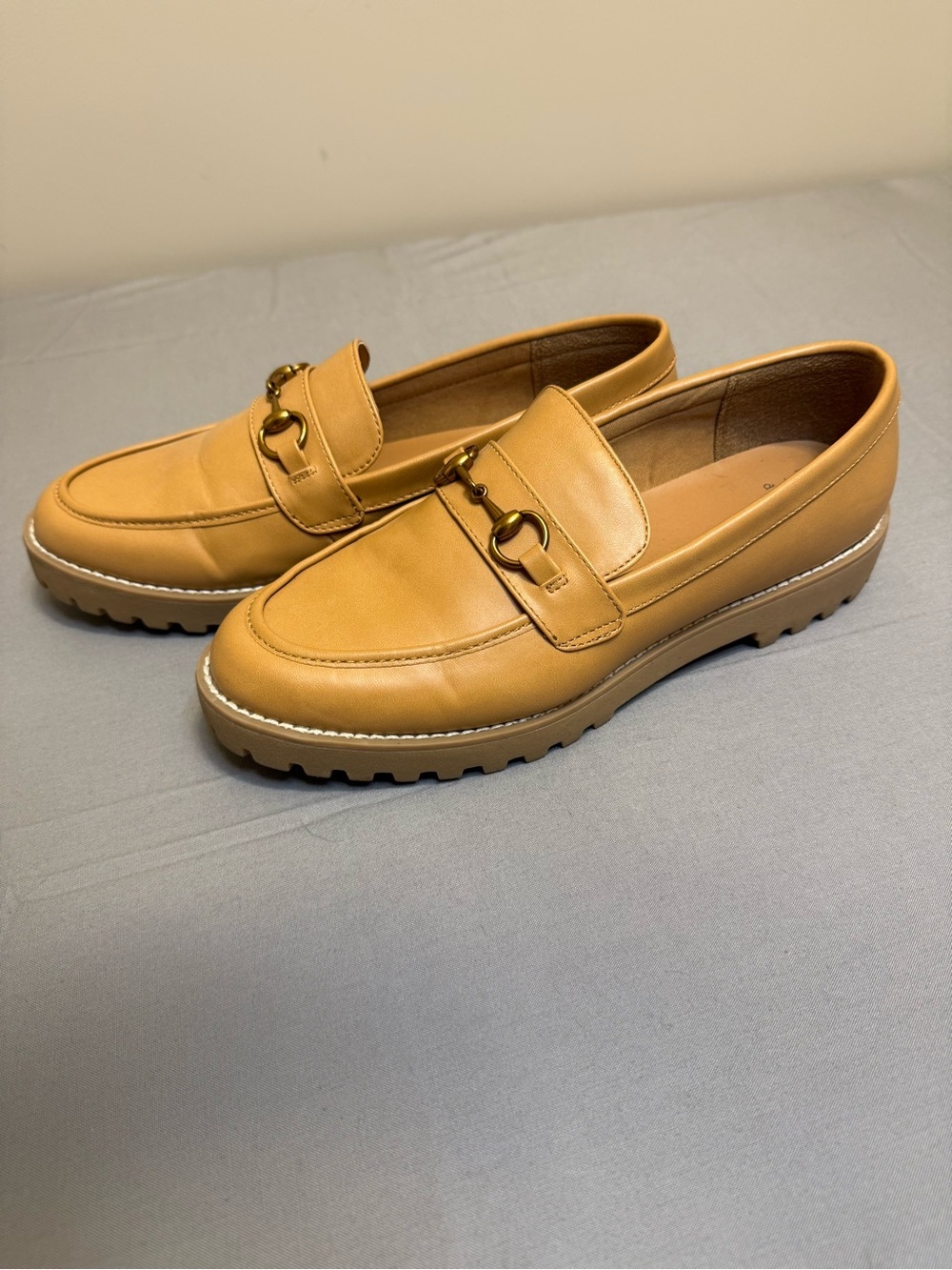 Tan Leather Lug Sole Bit Loafers
